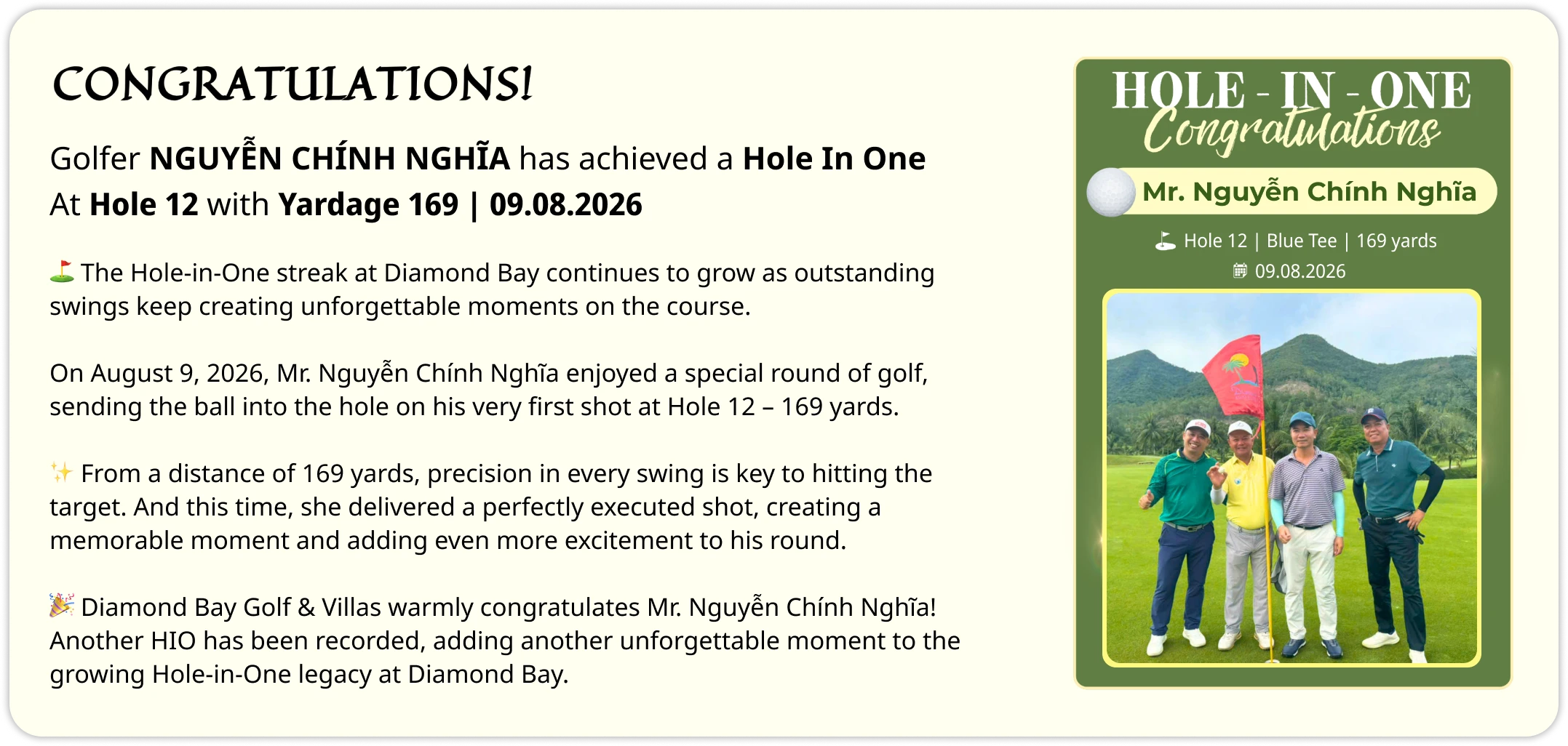 Diamond Bay Golf & Villas Promotion