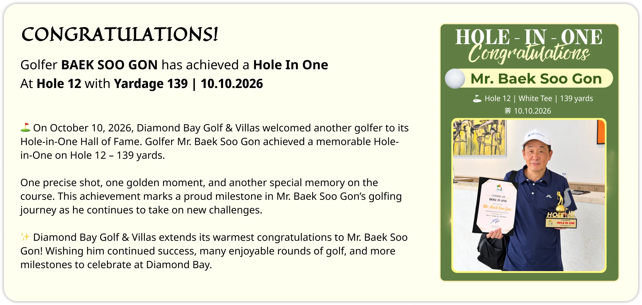 Diamond Bay Golf & Villas Promotion