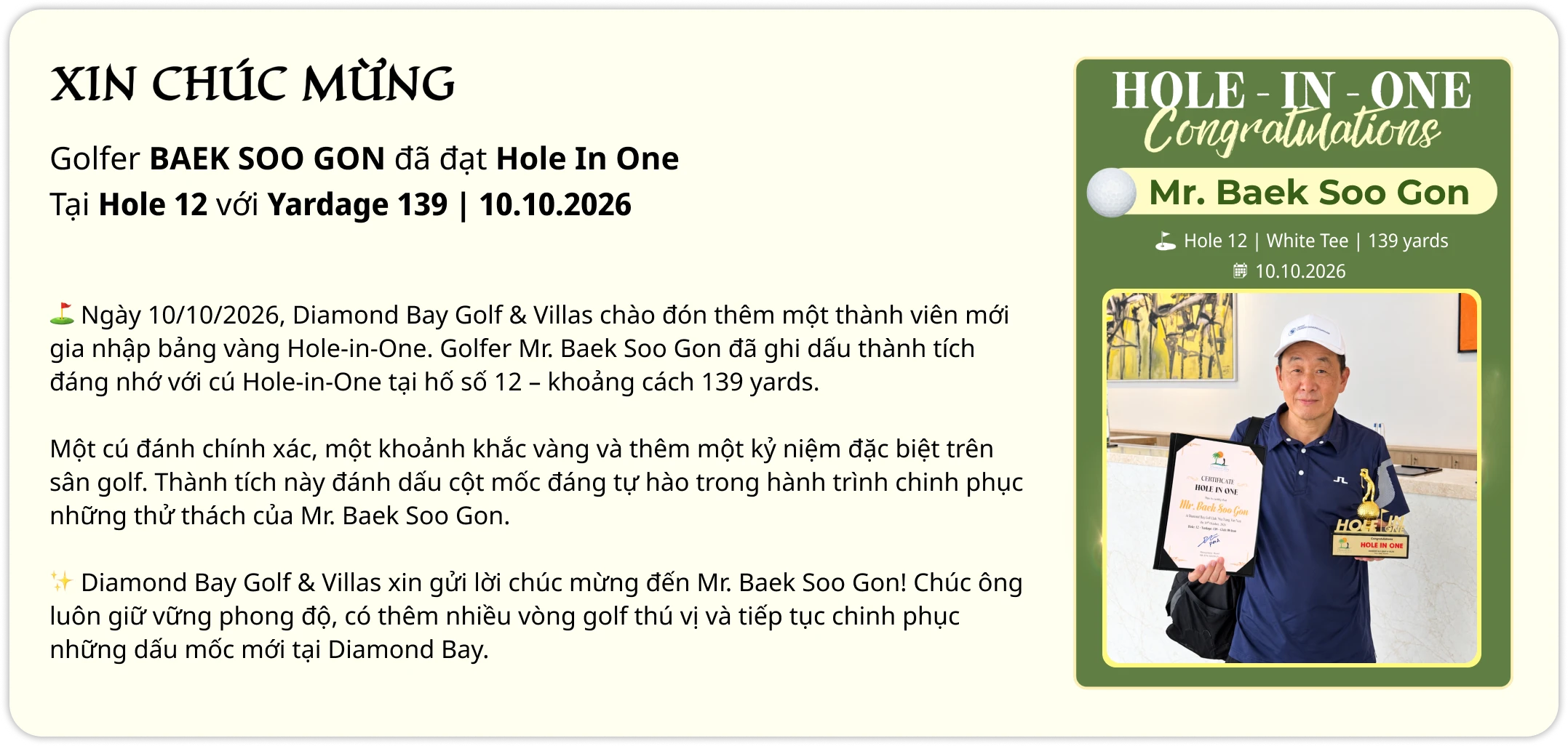 Diamond Bay Golf & Villas Promotion